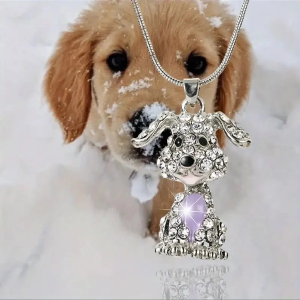 Girl's Creative Decorative Pendant Necklace Of Puppy Dog Design.